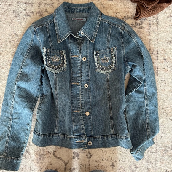 American Vintage Jackets & Blazers - Y2K Embellished Denim Jacket – Studded Vintage Jean Jacket